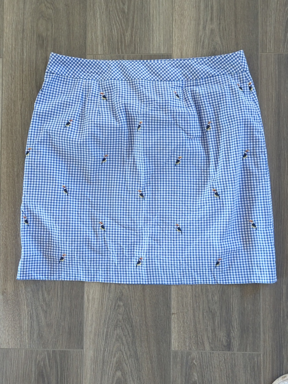 Talbots Woman's Gingham Mini Embroidered Toucans Skirt Size 12 - Picture 6 of 6